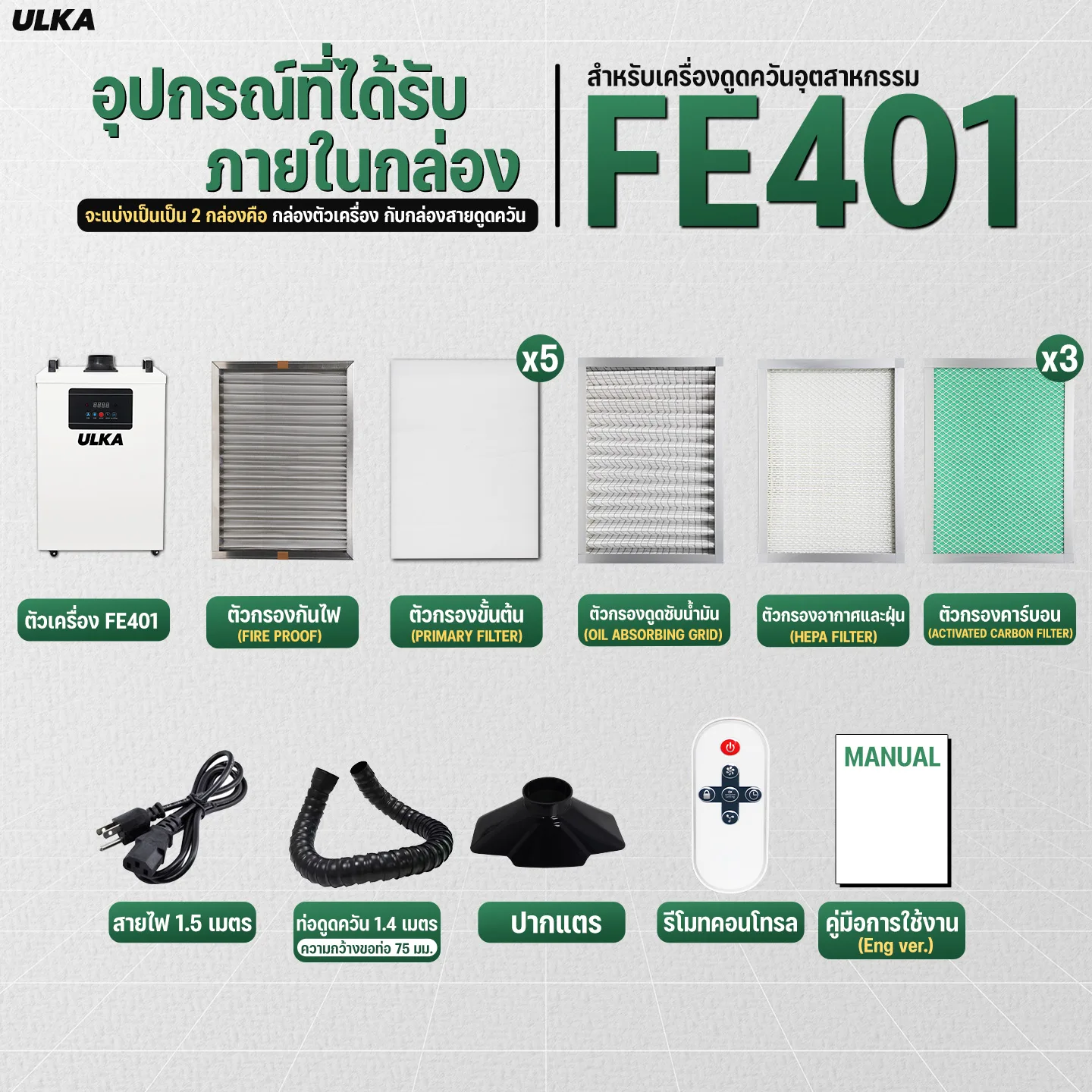 เครื่องดูดควันอุตสาหกรรม ULKA FE-401 กรอง 7 ชั้น ลด 50% - Image 6