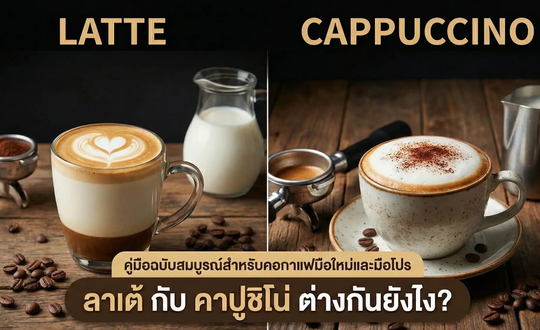 ลาเต้ กับ คาปูชิโน่ ต่างกันยังไง?
