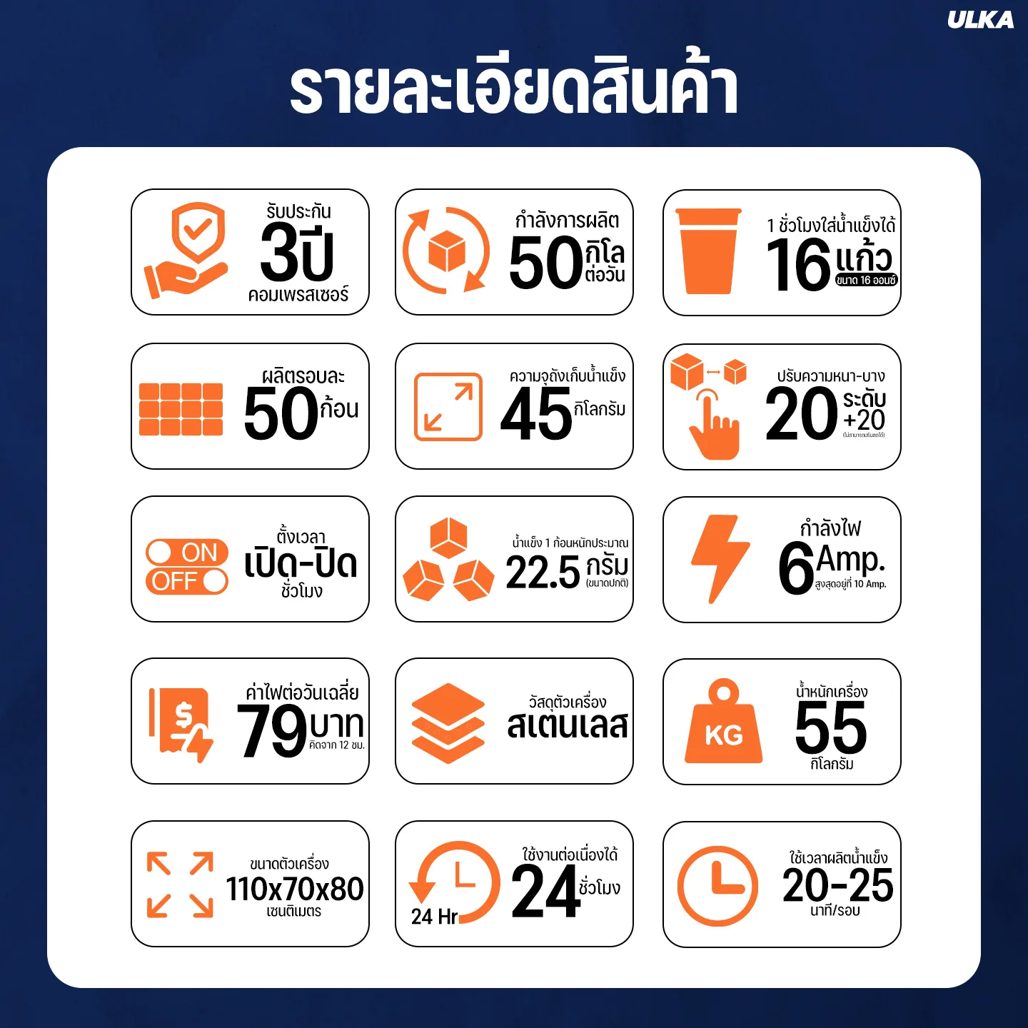 ULKA รุ่น XJ-150 เครื่องทำน้ำแข็งอัตโนมัติ - Image 9